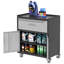 Armoire à outils en métal robuste et durable pour le garage avec roues - Armoire de rangement mobile robuste avec 1 tiroir et 2 portes verrouillables, armoire de rangement à outils roulante, noire et grise
