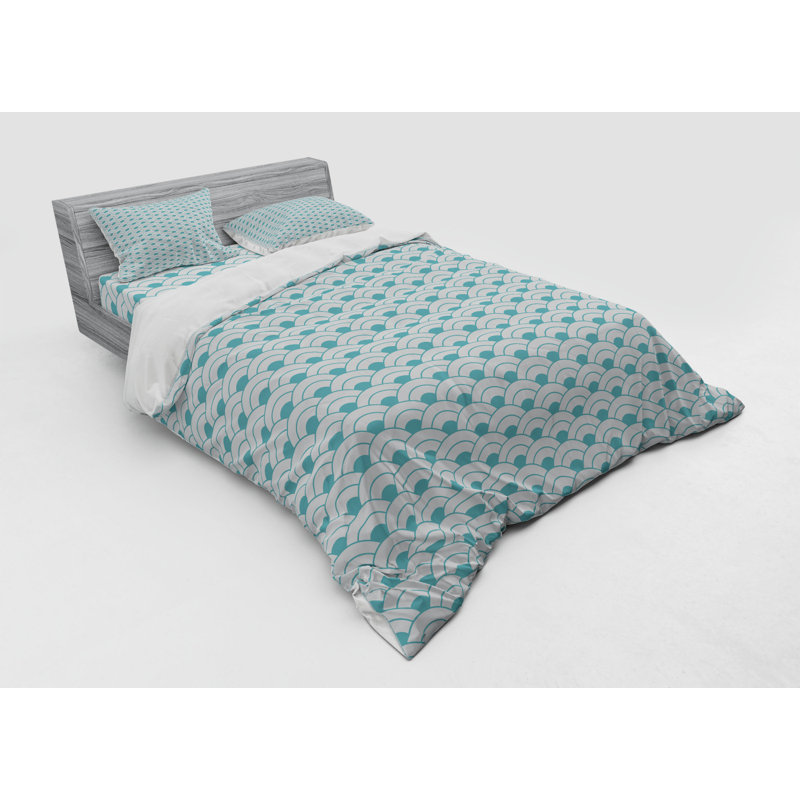 Coastal Geometric Shapes Duvet Cover, Queen Duvet Cover + 3 Additional Pieces