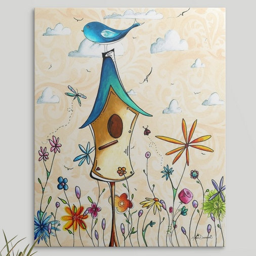 «Bird House» par Megan Duncanson - impression, Toile, H 14 po x l 11 po x P 1,25 po