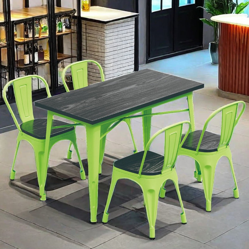 Ensemble de salle à manger rectangulaire L 55,2 po x l 27,6 po, Vert, Vert / noir