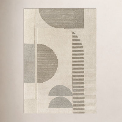 Hand-Woven Geometric Cream Rug
