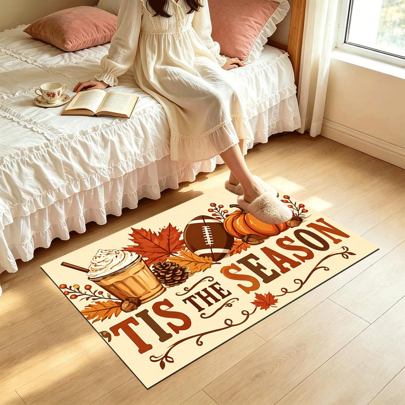 Tapis de porte antidérapant intérieur/extérieur, 61 x 91 cm, motif citrouilles d'automne, Joyeuses citrouilles d'automne