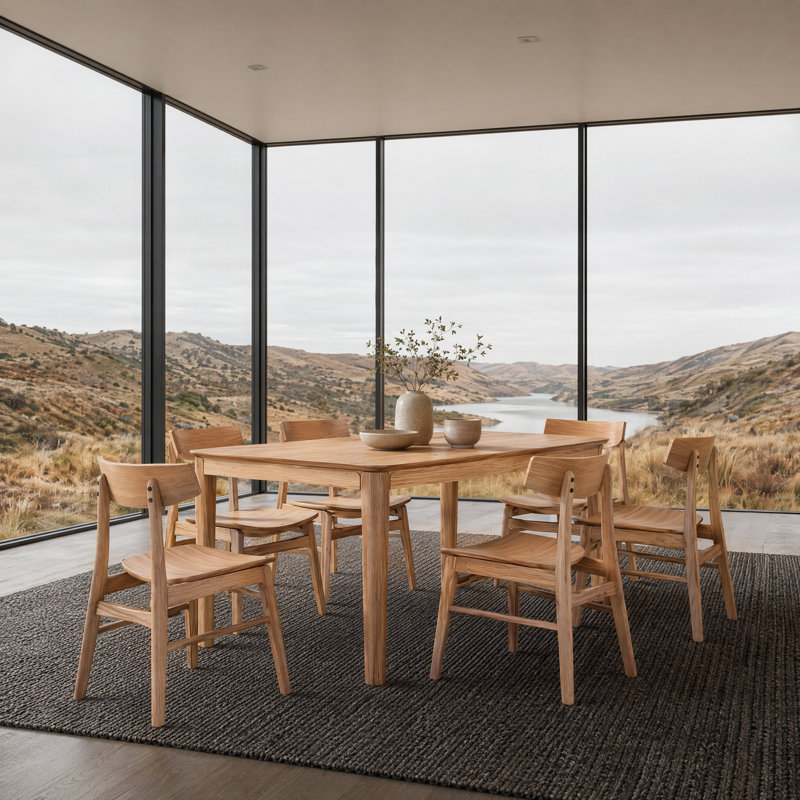 Ensemble repas 5 pièces Bristol avec chaises sculptées Bristol, Chêne, 6