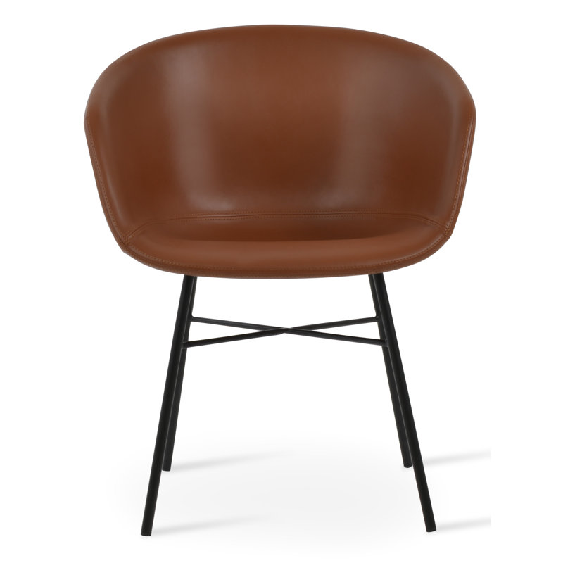 Chaise d’appoint rembourrée en similicuir Tribeca Ana, Noir, Laine argentée