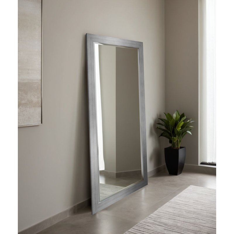 Miroir biseauté pleine longueur, Argent mat