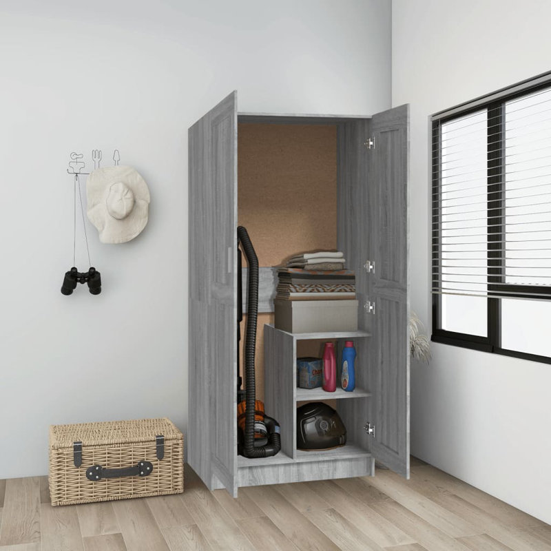 Hindelang 2 Door Manufactured Wood Wardrobe, Grey