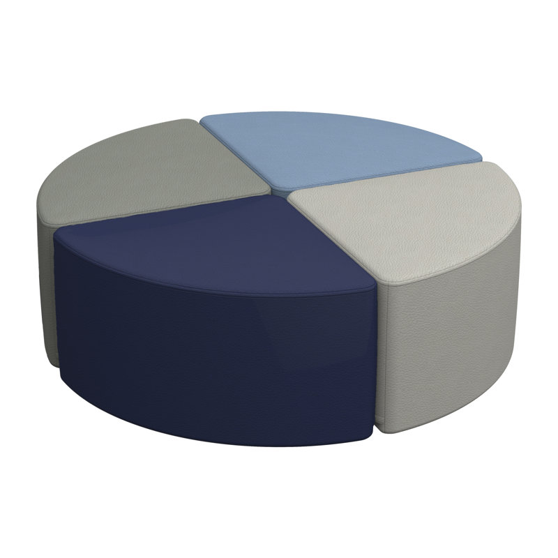 SoftScape Pie Ottoman, Navy/Powder Blue, 12" H x 18" W x 18" D