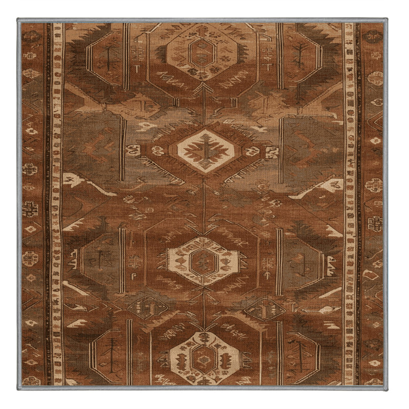 Tapis brun turc lavable à la machine, Carré 6 pi