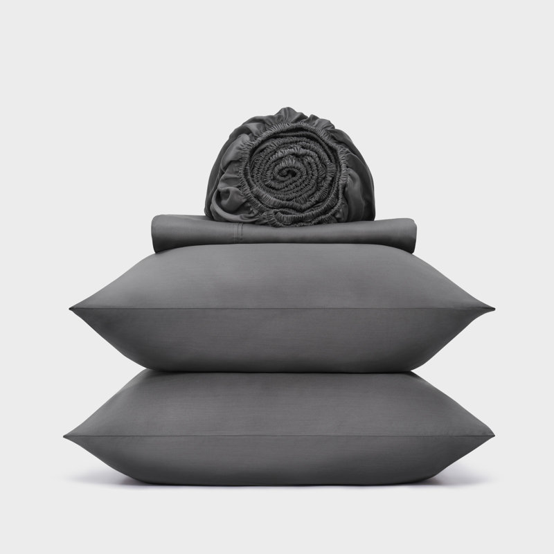Tencel Sheet Set 4 Pieces, Charcoal Gray, King Sheet Set + 1 Fitted Sheet + 2  Pillowcases