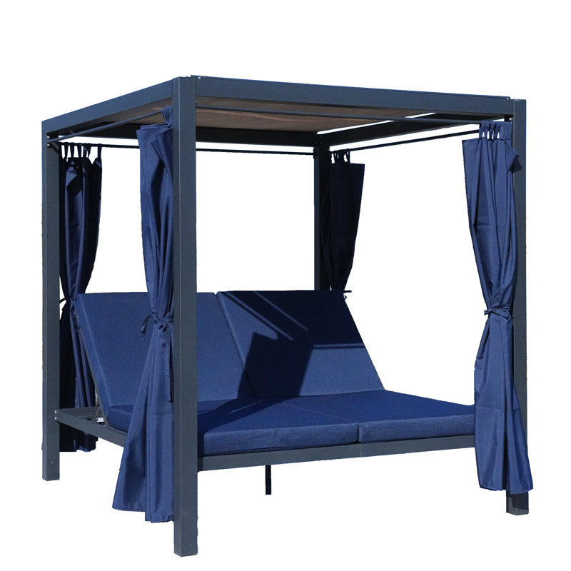 Chaise longue d'extérieur en métal Kanari - ensemble de 2, Bleu