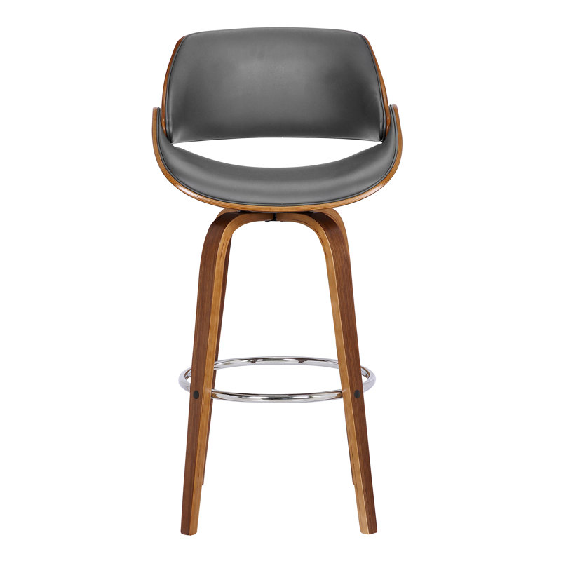 Farrish Swivel Upholstered Counter Stool, Walnut, Bar Stool (76cm Seat Height)