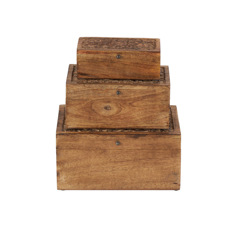 Ensemble de boîtes en bois Sartell, Brun