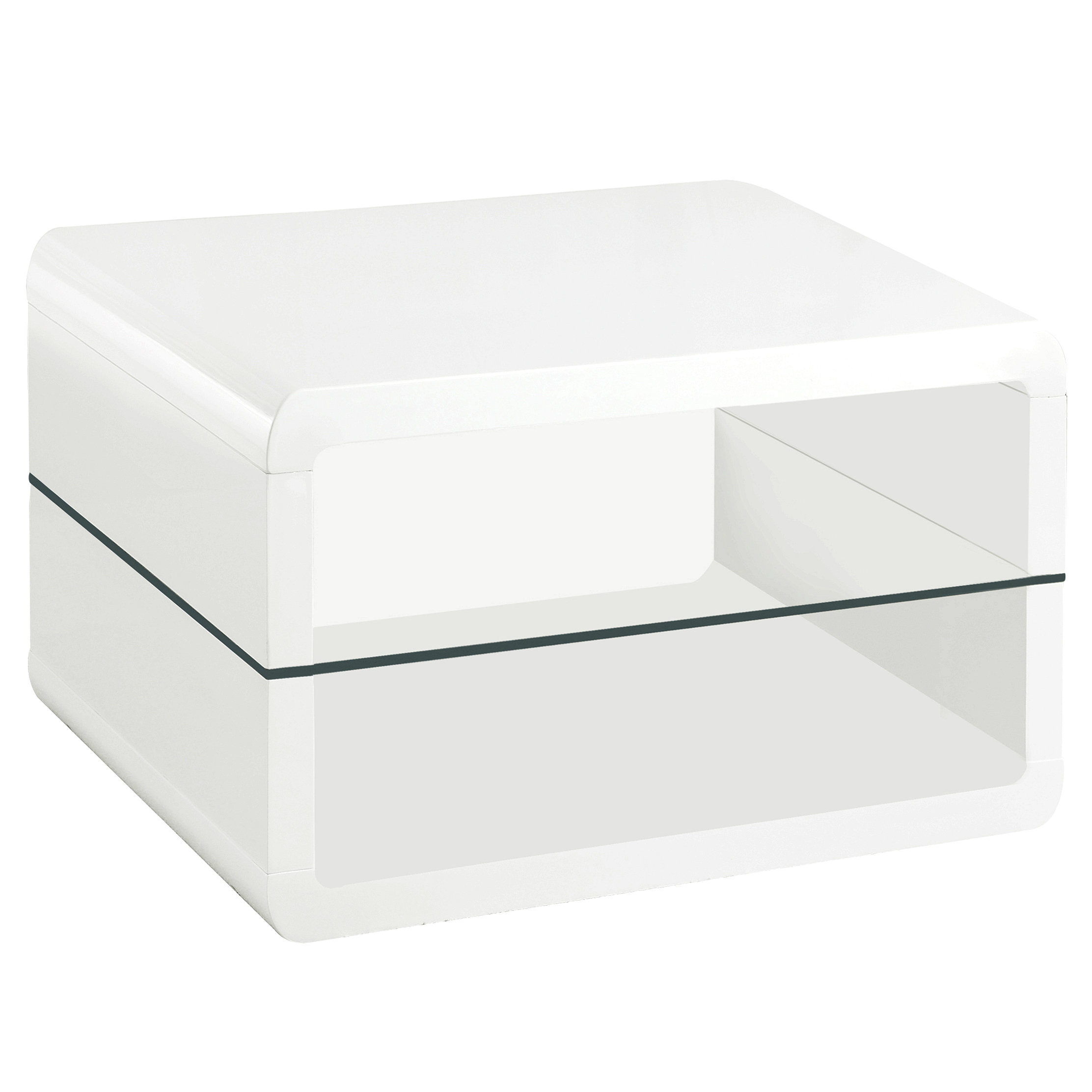 Orren Ellis Emerson White High Gloss 1-Shelf Rectangular Side End Table ...