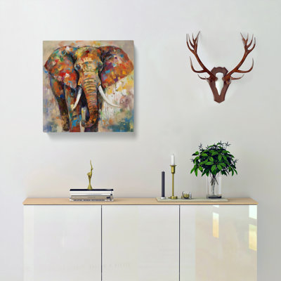 Elephant Abstract Expressionism - Wrapped Canvas