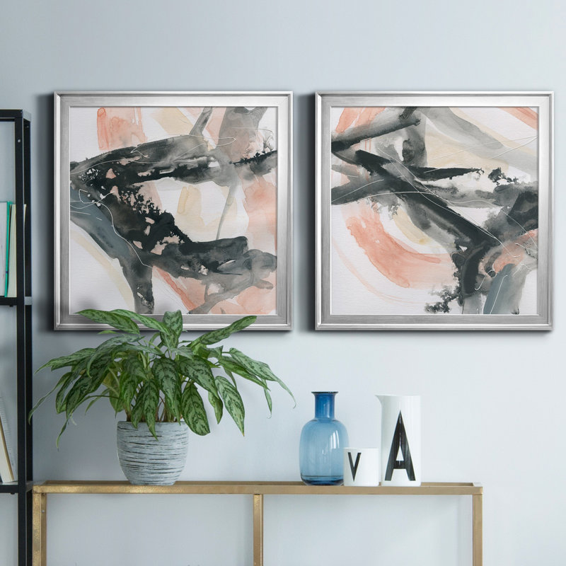 Intersection I - ensemble de 2 peintures sur toile encadrées, Argent, H 26,5 po x l 53 po x P 1,5 po