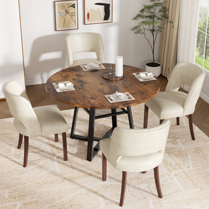 Chaise d'appoint rembourrée en bois massif, Beige