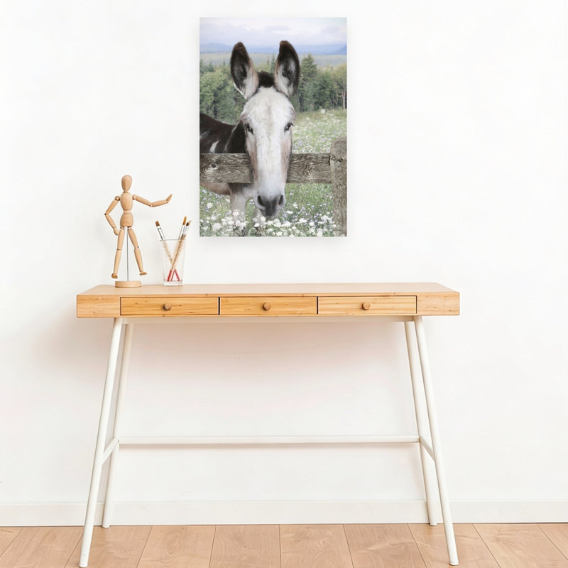 «Curious Donkey Abstract Contemporary Horse Landscape Nature», art mural, 18" H x 12" W