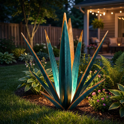 Grande décoration de jardin en métal agave 14 po
