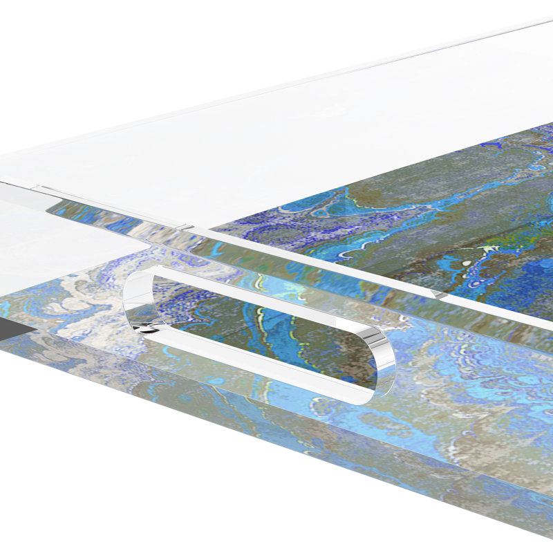 Agate Malachite Acrylic Rectangle Decorative Tray, 12.5"W x 7.75"D x 2"H, Sodalite