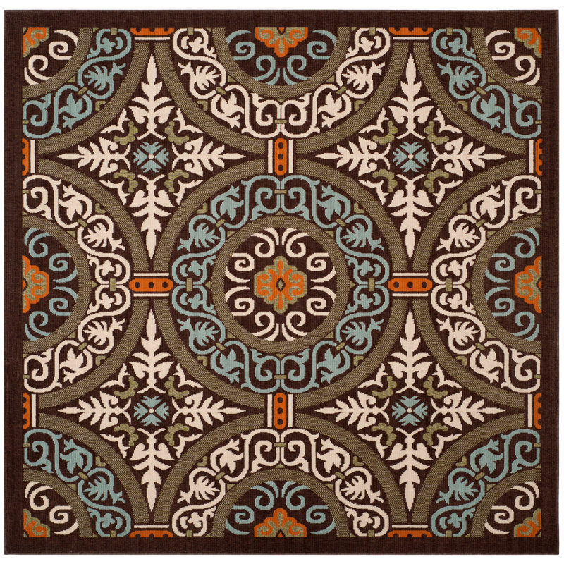 Coucou Performance Oriental Indoor/Outdoor Area Rug, Square 6'7"
