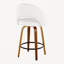 Ensemble de 2 tabourets de comptoir à hauteur fixe, structure en bois de noyer avec similicuir blanc et repose-pieds en métal noir-448044657-448044656