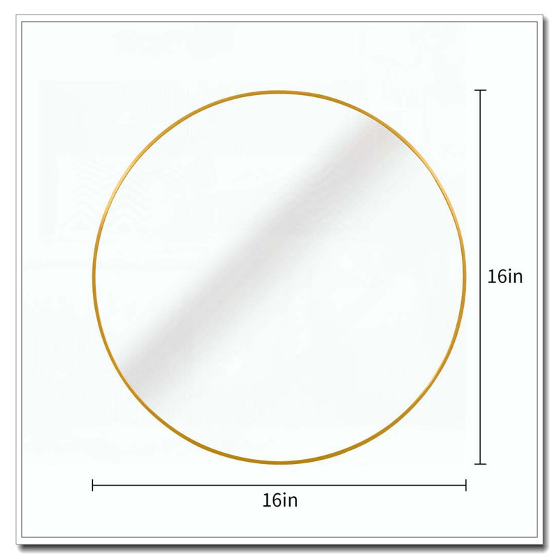 Miroir de salle de bain rond en métal, Doré