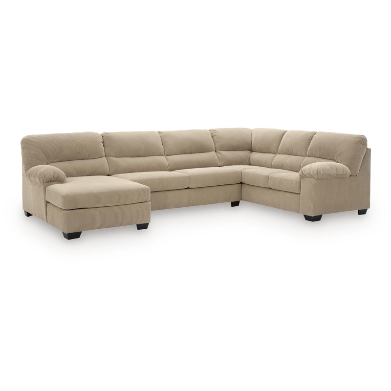 Canapé modulaire 3 pièces avec méridienne Ilminster, Right Hand Facing, Black, Beige Polyester