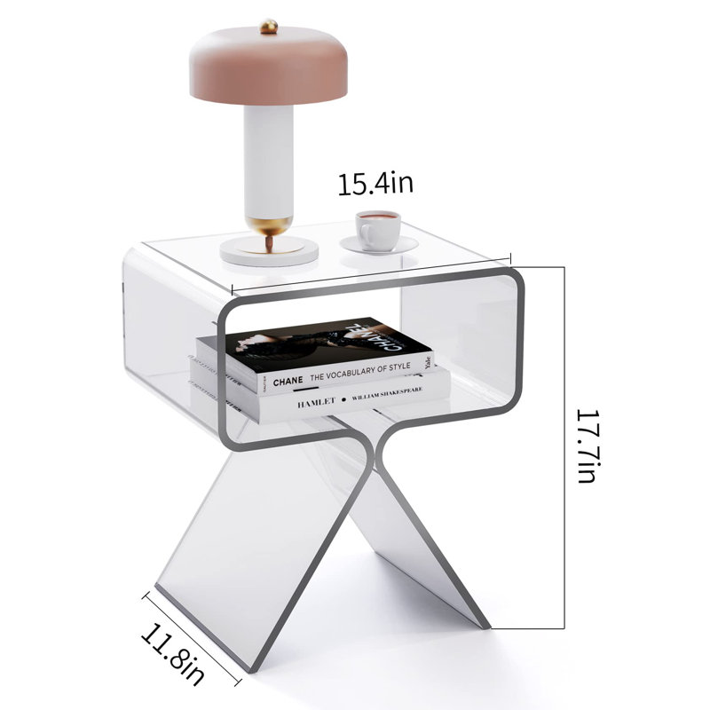 Clear Acrylic Modern Minimalist Nightstand Side Table