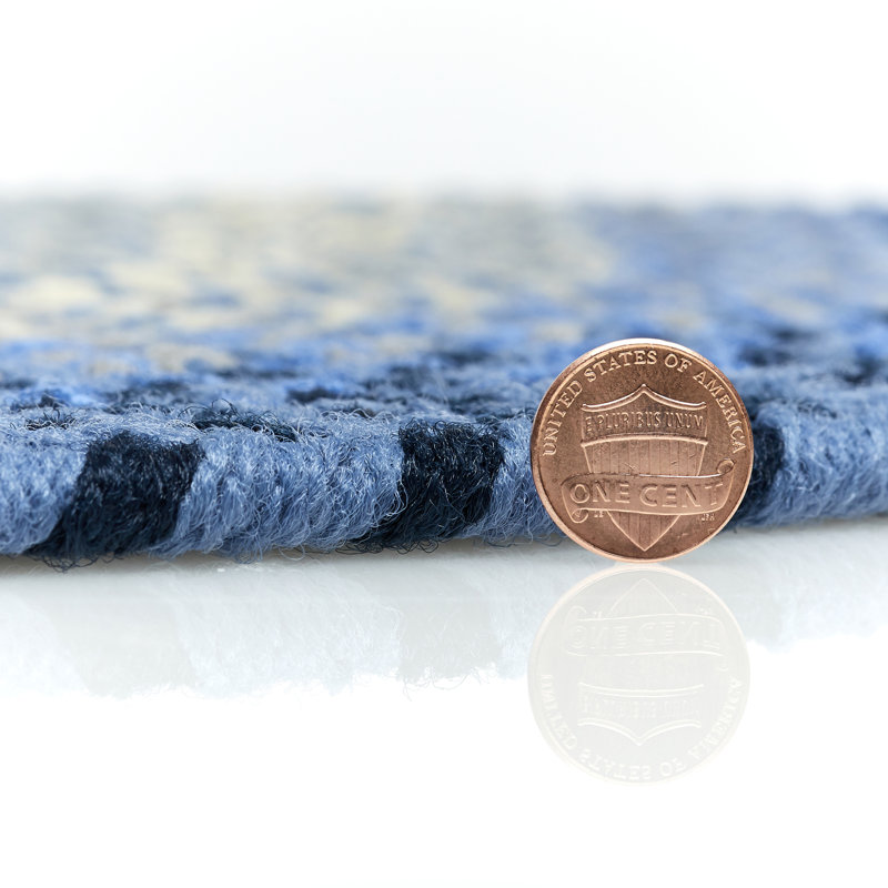 Tapis intérieur / extérieur bleu tressé à la main Engstrom, Tapis de couloir 2 pi x 6 pi