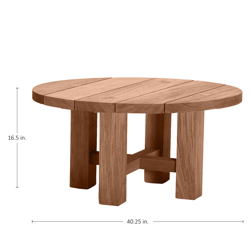 Croquet Solid Wood 4 Legs Coffee Table, Natural Teak
