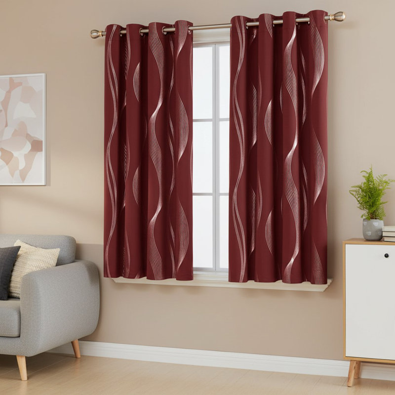 Blackout Curtain Panel Pair, Red, 132cm Width x 160cm Drop