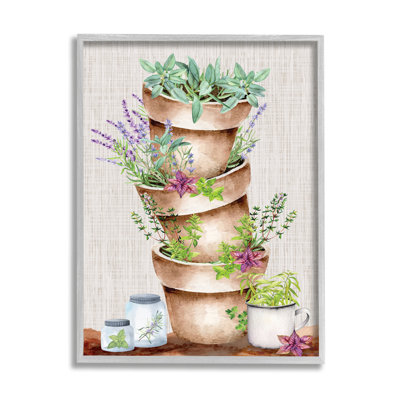 " Stacked Potted Herbs Garden " Graphic Art Print