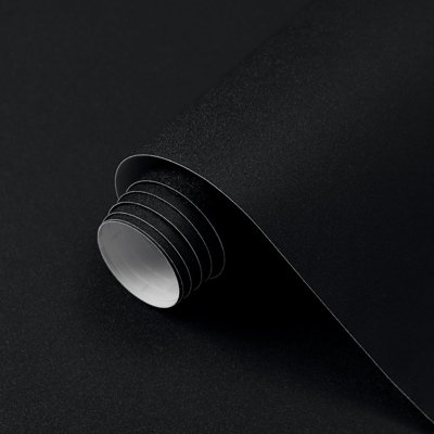 Matte Black Peel And Stick Wallpaper, Self-Adhesive Removable Vinyl Film For Walls, Cabinets (15.7X393.6 Inches)