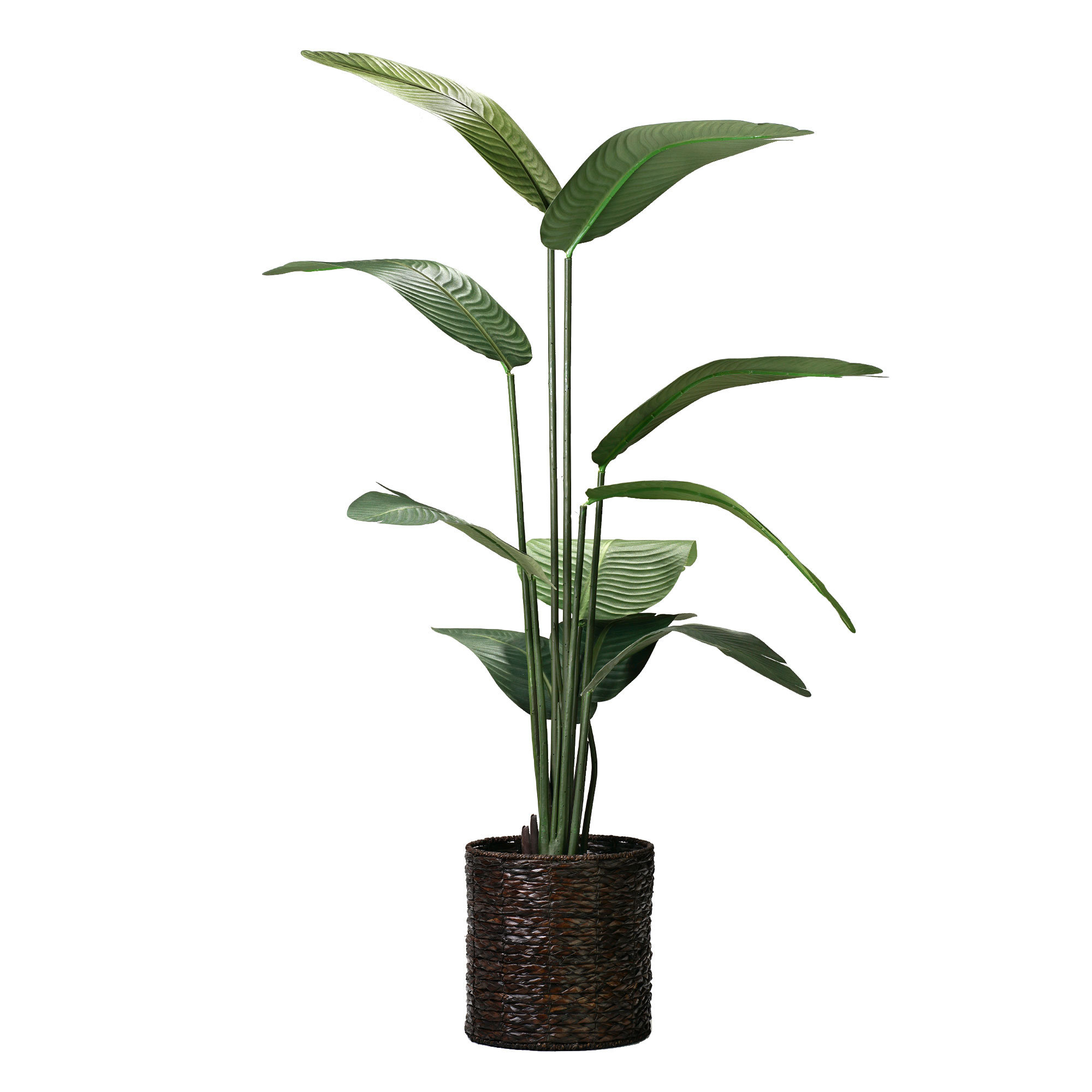 Primrue 60'' Faux Banana Palm (Woven Basket) Tree in Hyacinth Woven