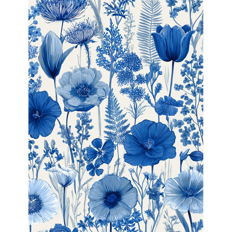 «Indigo Botanical Reverie», art mural sur toile, H 40 po x l 30 po x P 1,5 po