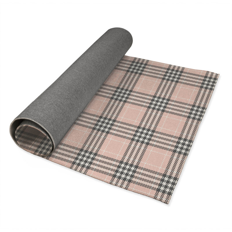 Tapis de bureau à carreaux Christopher, L 6 pi x L 4 pi, Rose