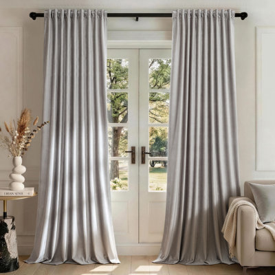 Luxury Velvet Blackout Thermal-Insulated Curtains. Room Darkening 75%-95% Rod Pocket Back Tab Drapes for Living room Bedroom (set of 2)