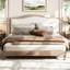 Lit escamotable double avec tablettes de rangement et tiroirs, gris