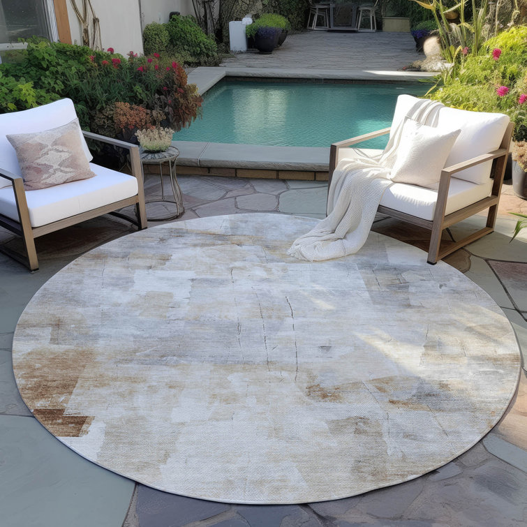 Machine Washable Indoor/Outdoor Cinead ACN1697 Beige Rug