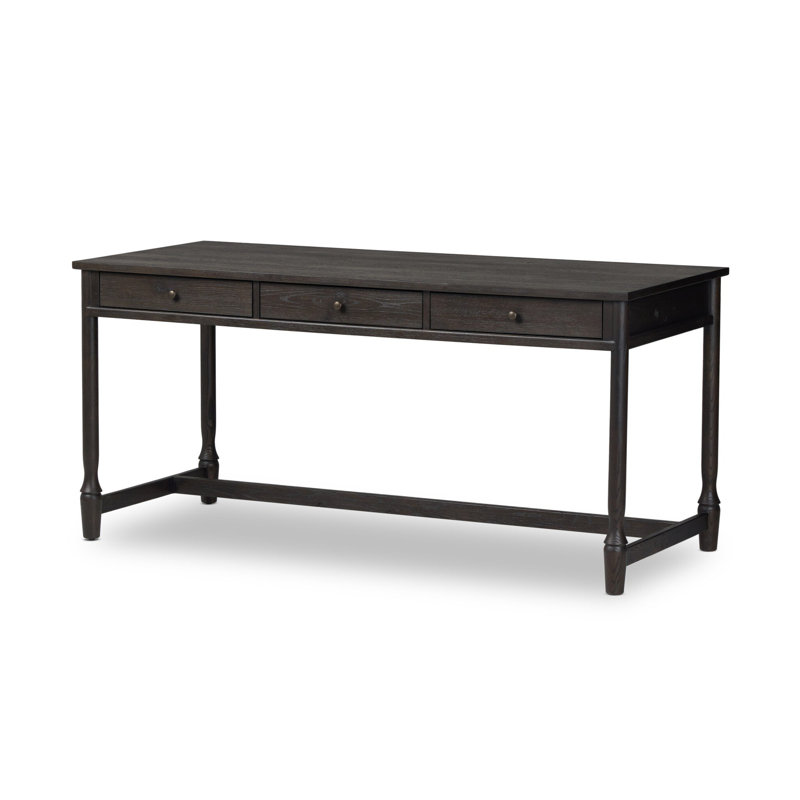 Bari Desk-Weathered Oak, Cracked Smoked Black Veneer