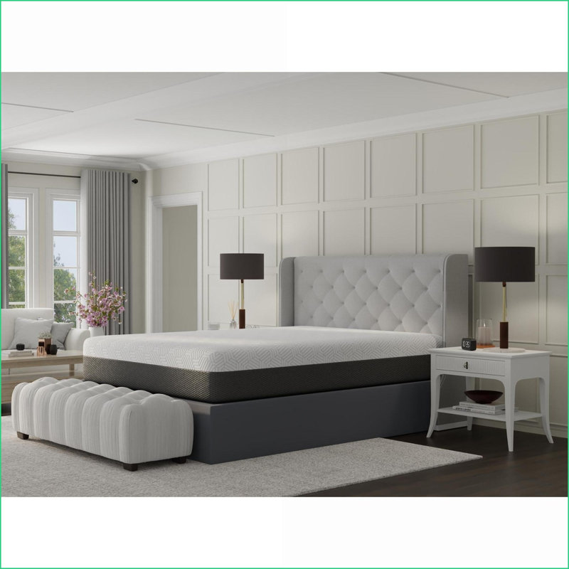 Mattresses | 12" Full Plush Cooling Memory Foam Mattress with Phase Change Fabric | Light Gray | Foam, Full