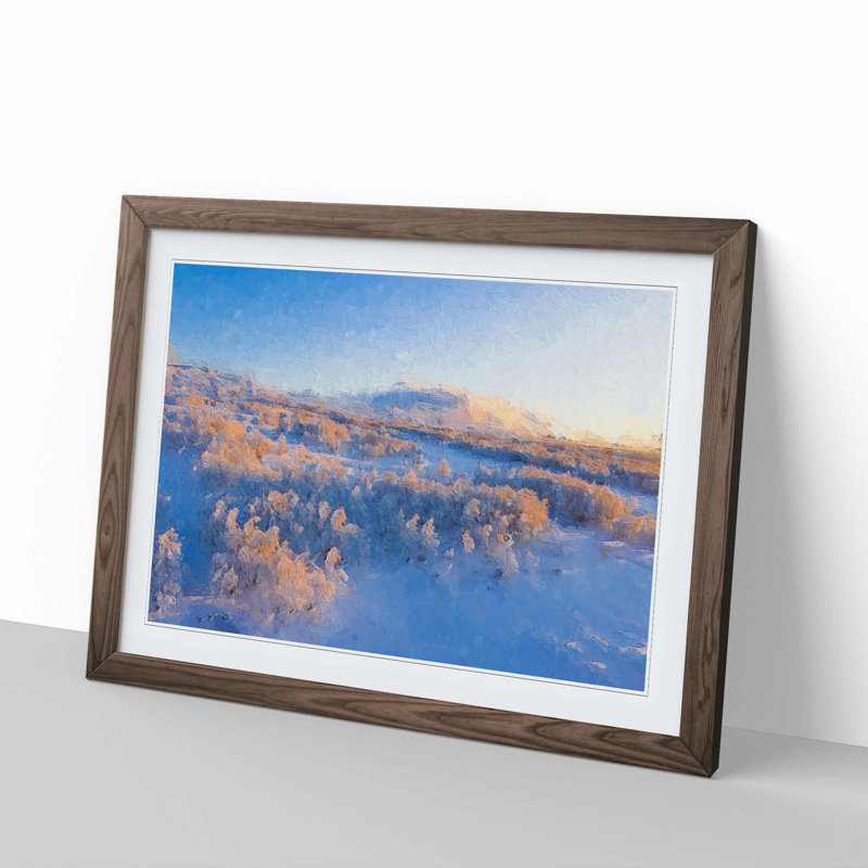 Winter Forest in Sweden - Picture Frame Painting Print, 48cm H x 65cm W x 2cm D, Walnut Framed
