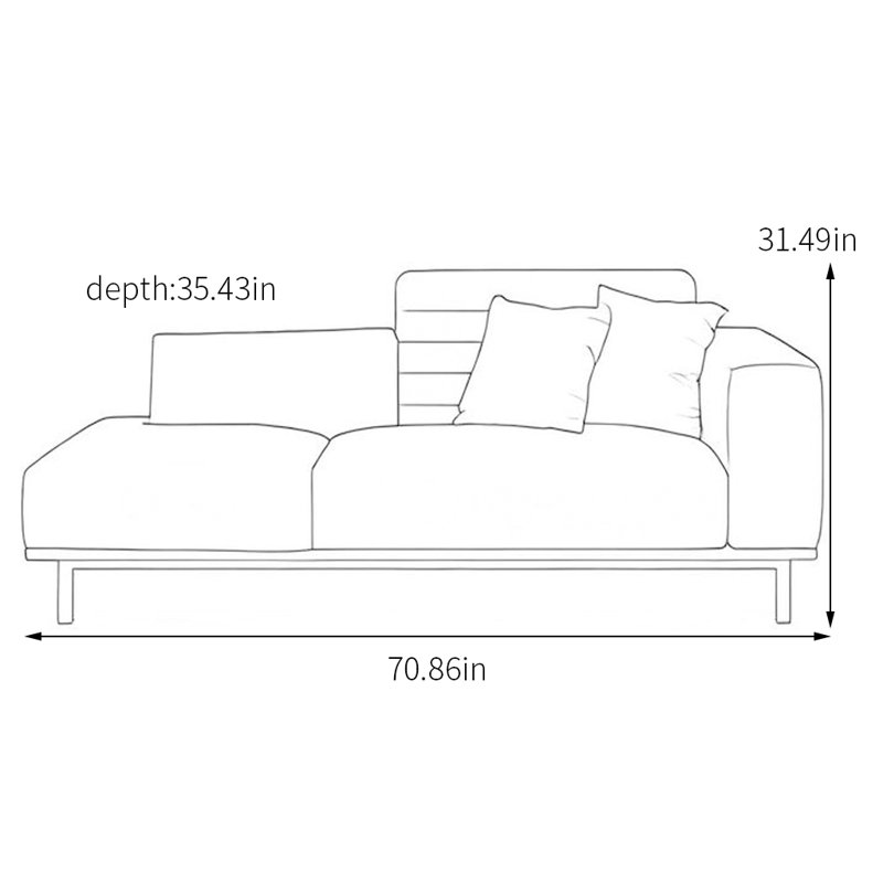 Chaise longue en similicuir confortable, Accoudoir à droite (vu de face)