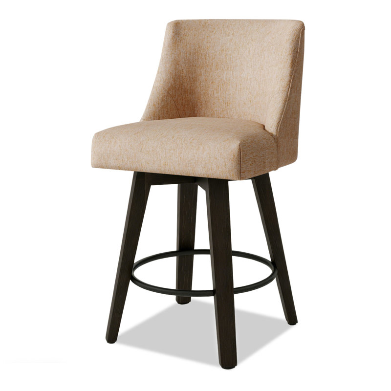 Loriell Swivel Bar & Counter Stools With Solid Wood Frame, Counter Stool (26" Seat Height), 2, Beige
