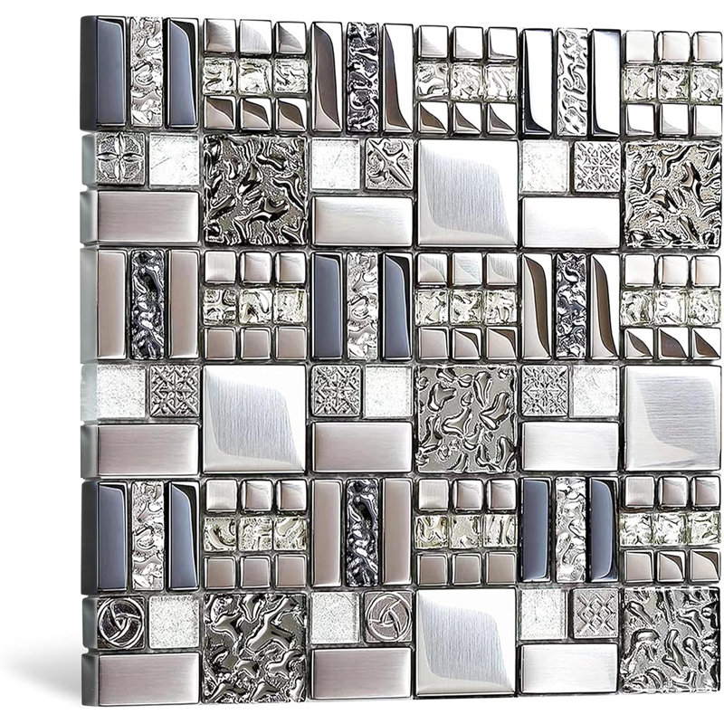 Carreaux de mosaïque en verre métallique gris argenté
