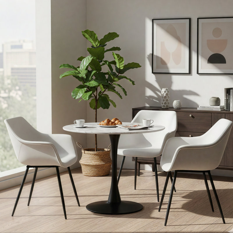 Haglund Leather Dining Chair with Powder-Coated Iron Legs Accent Side Chair Foam Padded Seat Versatile Kitchen Chair for Modern Home and Kitchen
