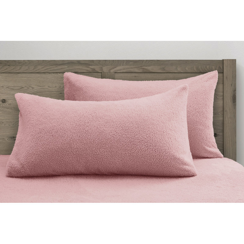 Najya Velosso Teddy Soft Cosy Thermal Fleece Pillowcase Pair, Deep Blush
