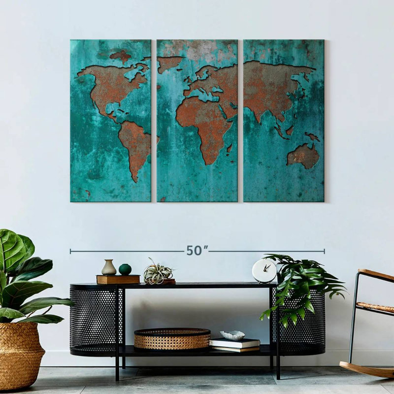 Impression sur mappemonde, impression sur toile, H 32 po x l 50 po x 1,25 po