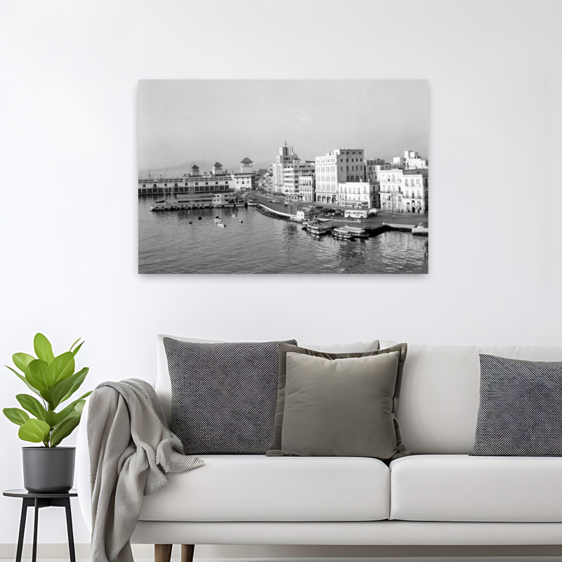 «1950S Harbor Waterfront Havana Cuba», art rétro rétro tropical classique, H 32 po x l 48 po