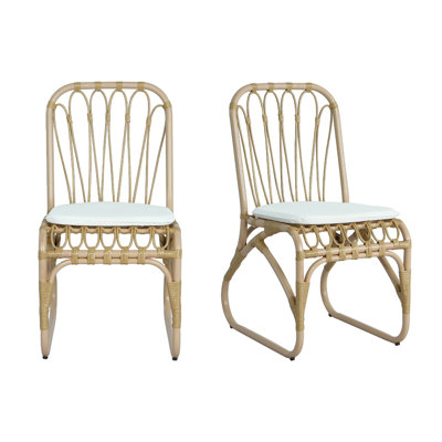 Ensemble de chaises d'extérieur en osier avec coussins lavables en PE pour 2 personnes